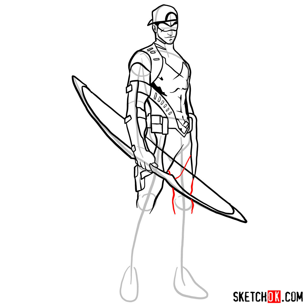 How to draw Arsenal (Roy Harper) DC - step 13