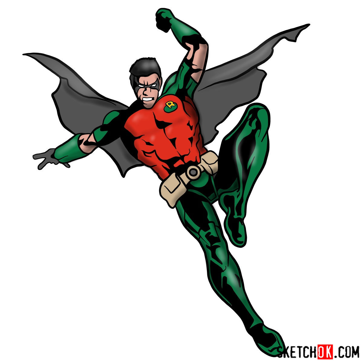 How to Draw Red Robin: A Guide to Sketching Tim Drake in a Jump