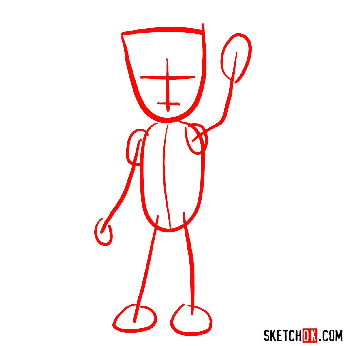 How to draw Baby Groot waving - step 01