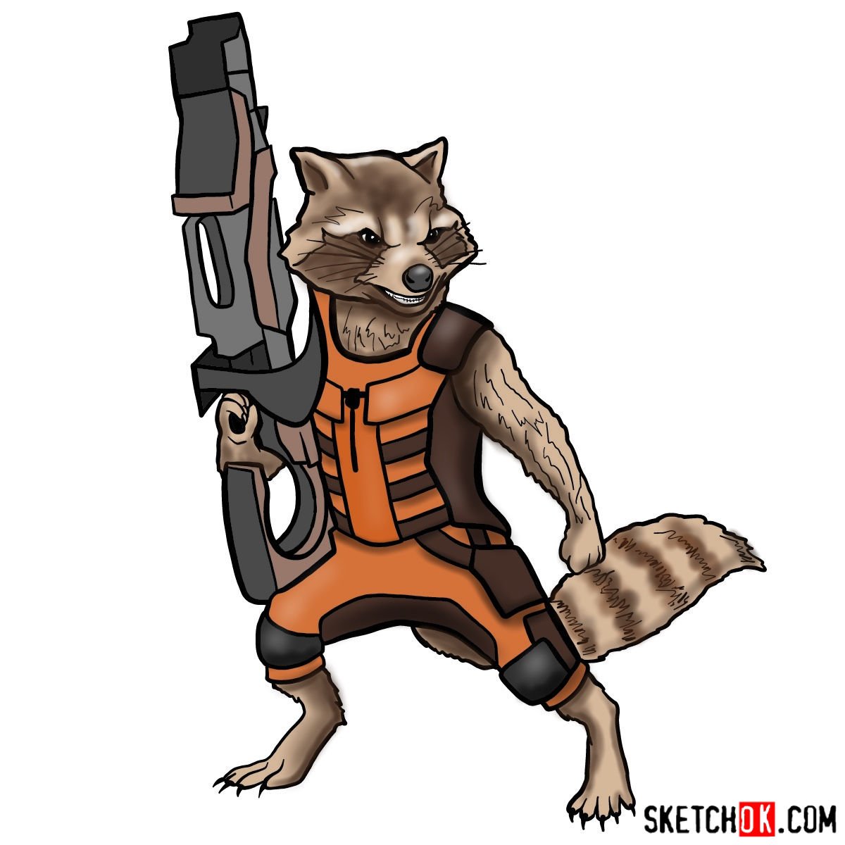 How to Draw Rocket Raccoon Sketch a Fluffy Guardian of the Galaxy