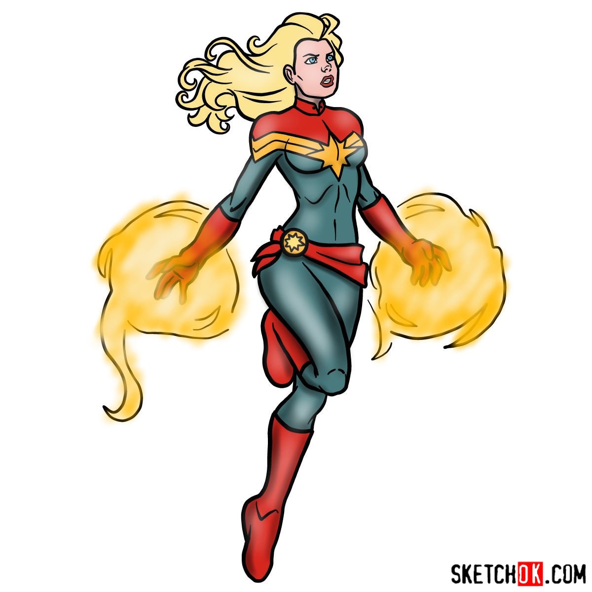 Captain Marvel drawing in Greg Moutafiss  Greg Moutafis  Commissions   Illustrations Comic Art Gallery Room