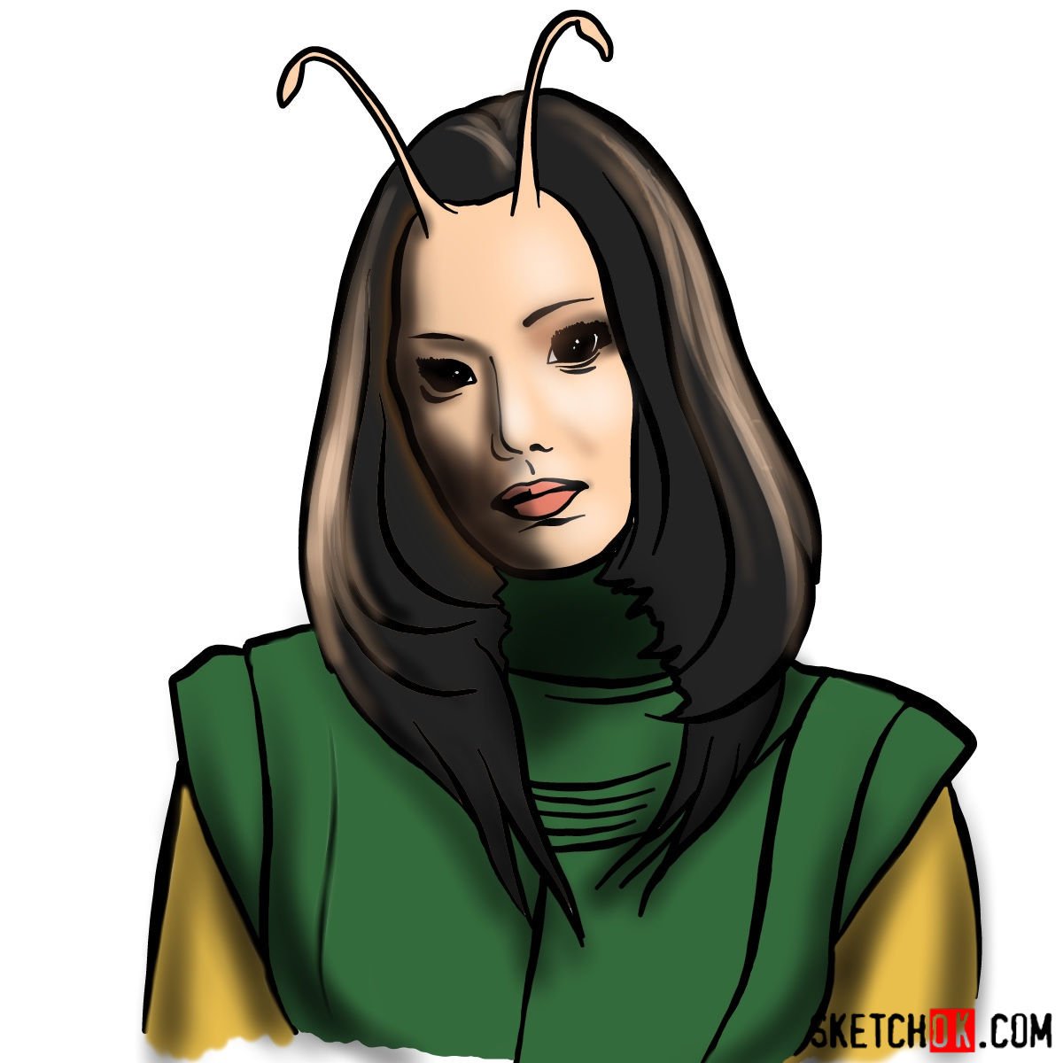 How to draw Mantis from Guardians of the Galaxy