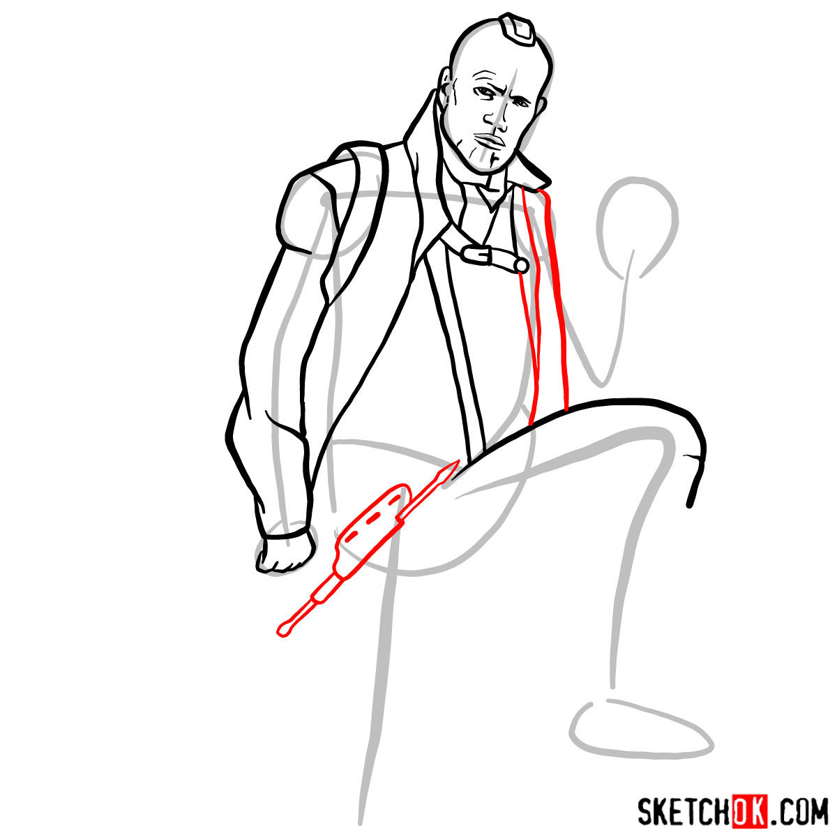 How to draw Yondu Udonta from Guardians of the Galaxy - step 08