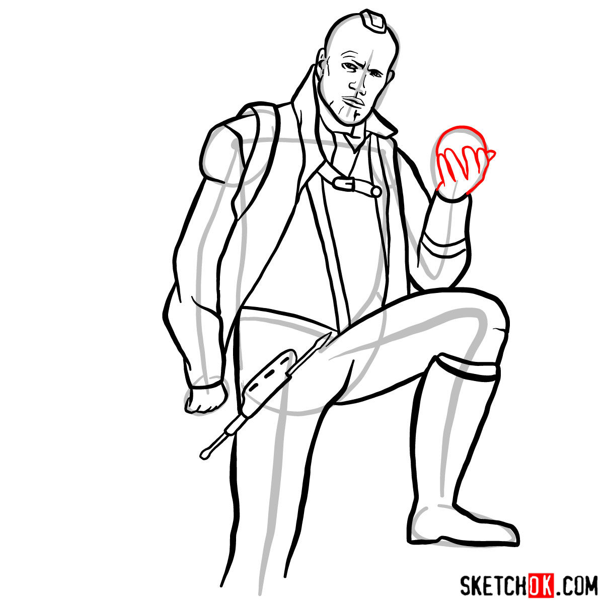 How to draw Yondu Udonta from Guardians of the Galaxy - step 12