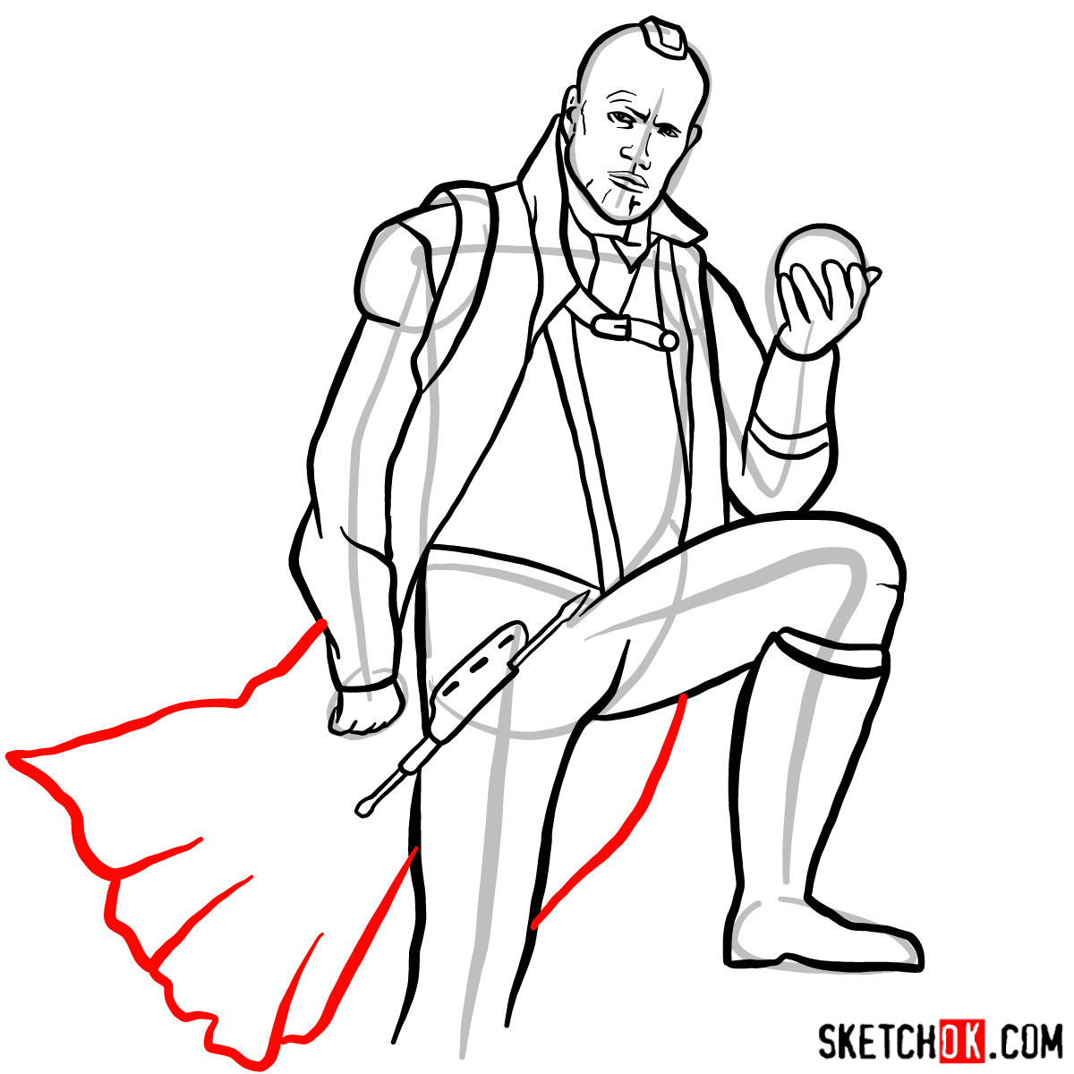 How to draw Yondu Udonta from Guardians of the Galaxy - step 13