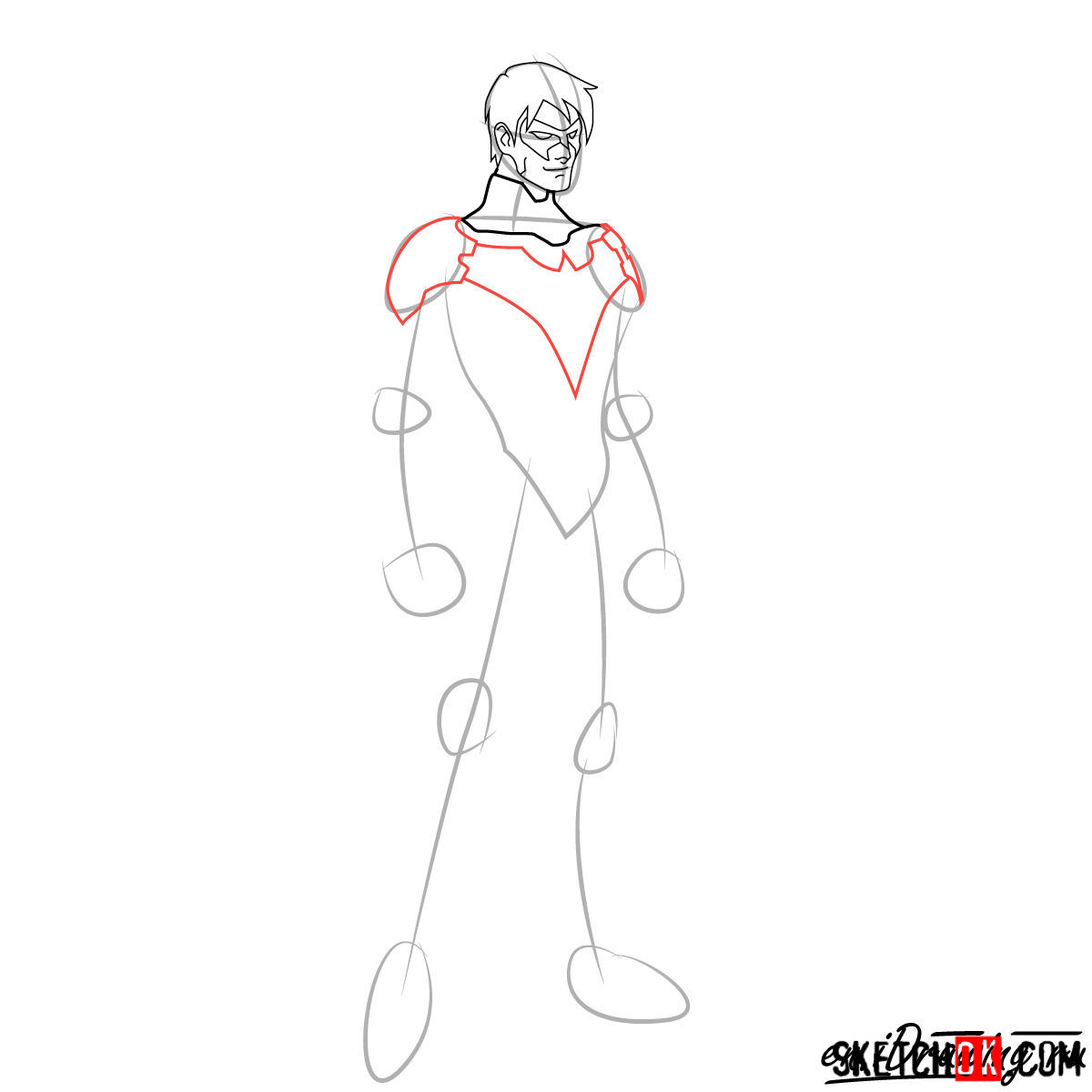 How to draw Nightwing - step 05