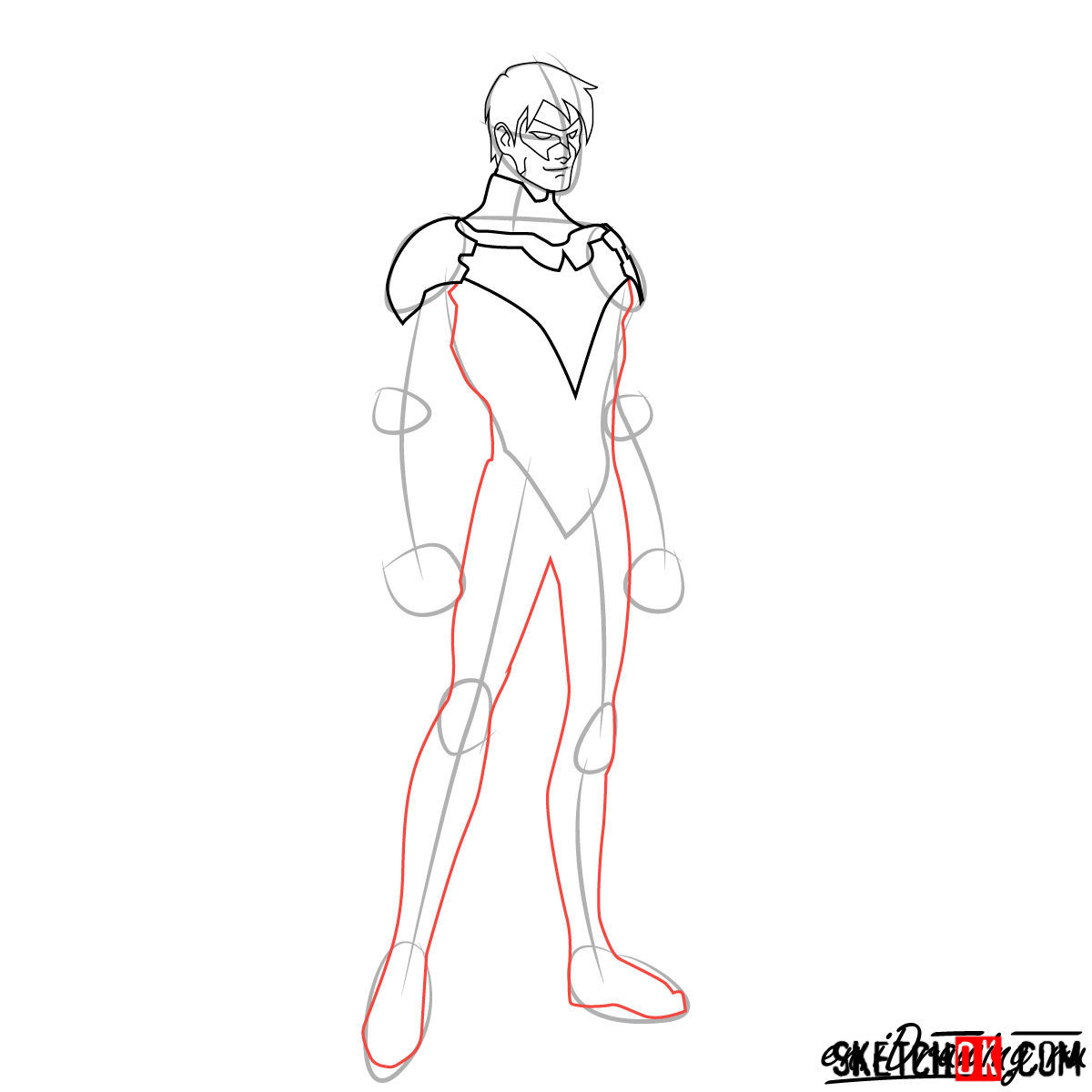 How to draw Nightwing - step 06
