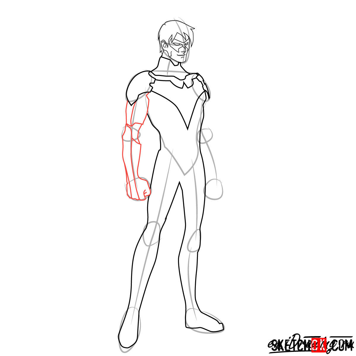 How to draw Nightwing - step 07