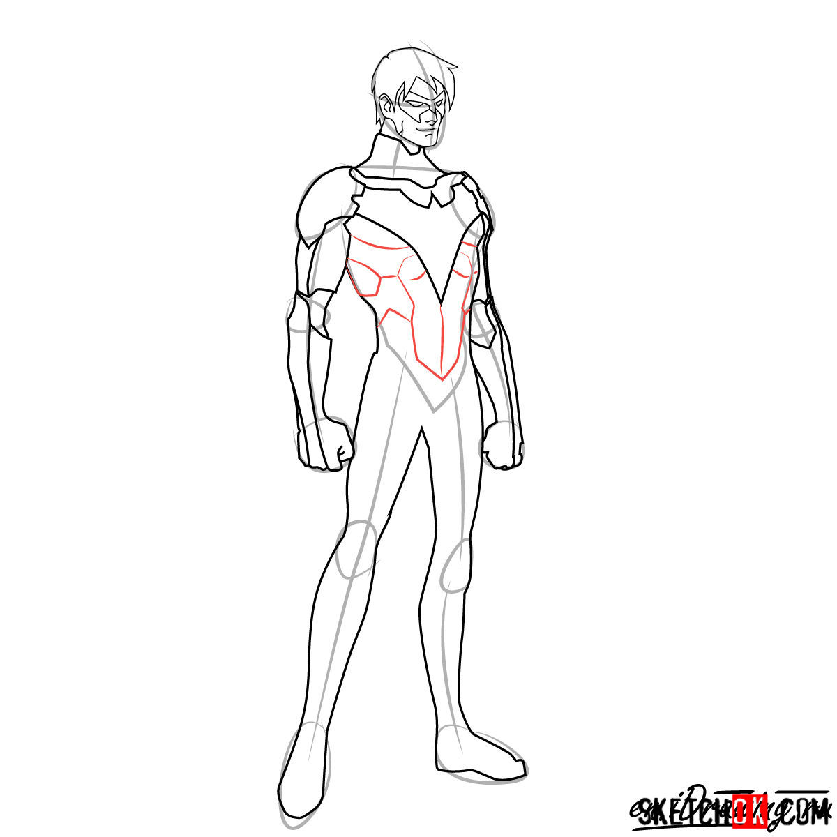 How to draw Nightwing - step 09
