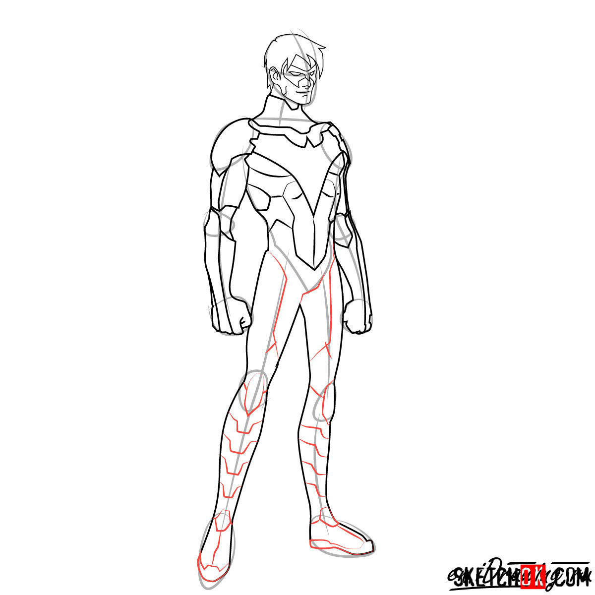 How To Draw Nightwing Sketchok Step By Step Drawing Tutorials