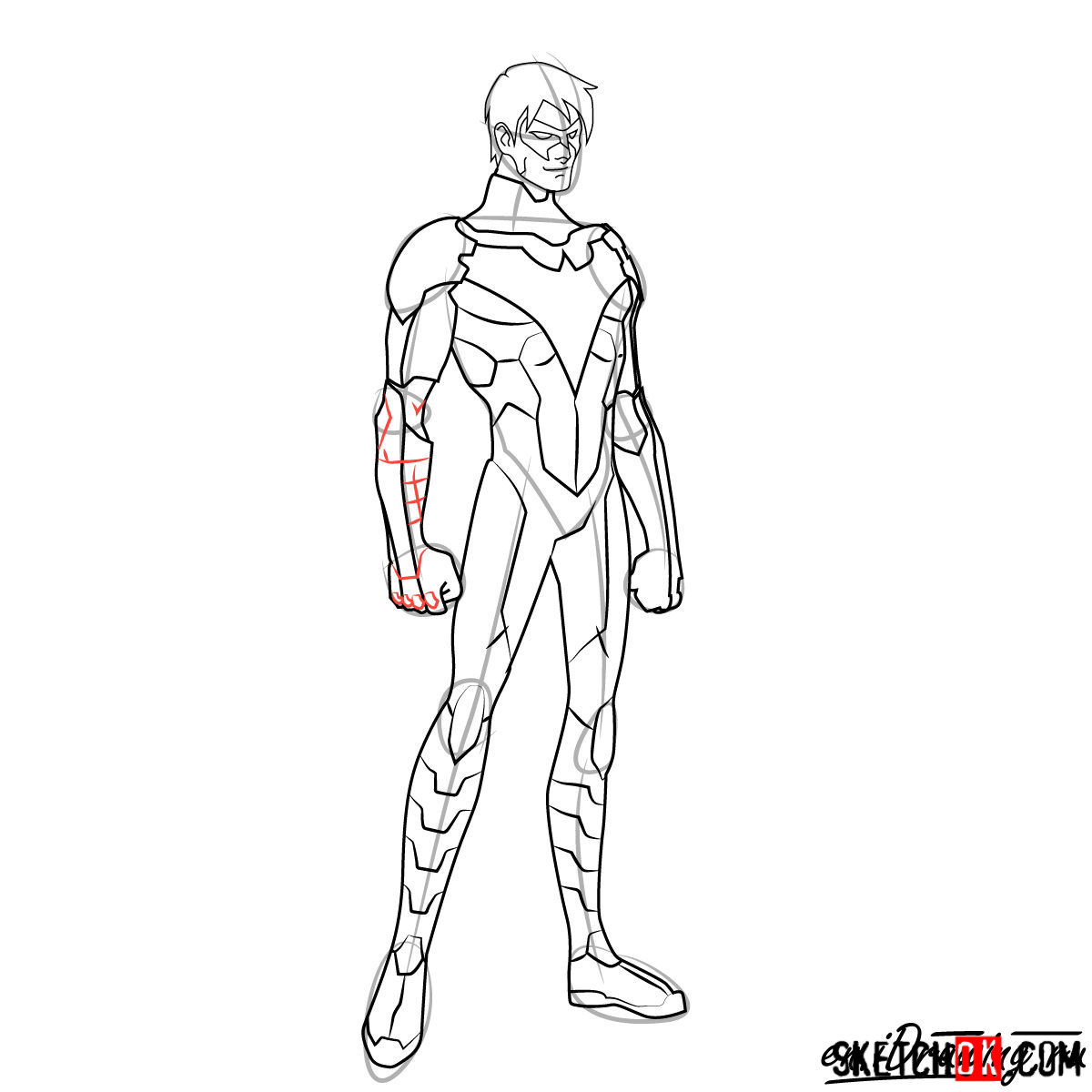 How to draw Nightwing - step 11