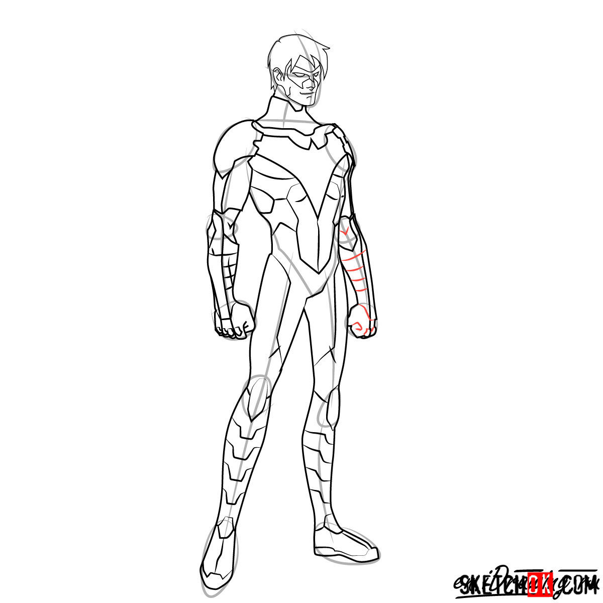 How to draw Nightwing - Sketchok easy drawing guides