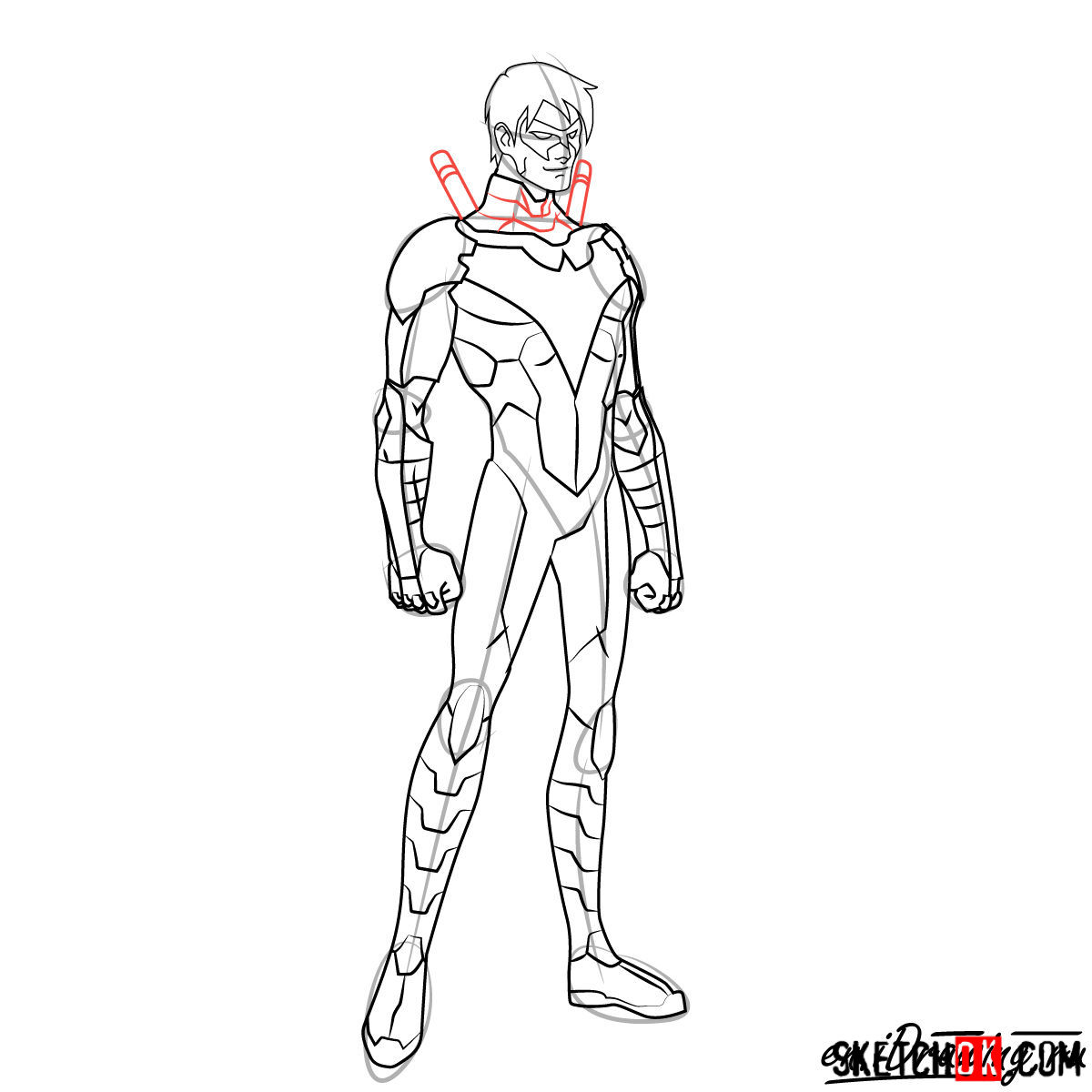 How to draw Nightwing - step 13