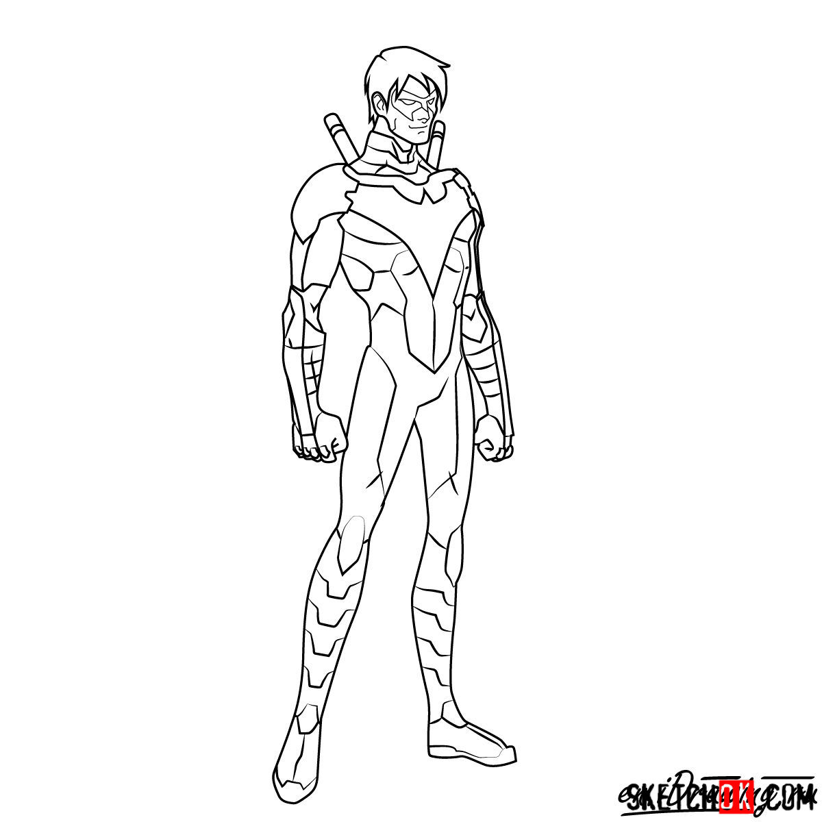How to draw Nightwing - step 14