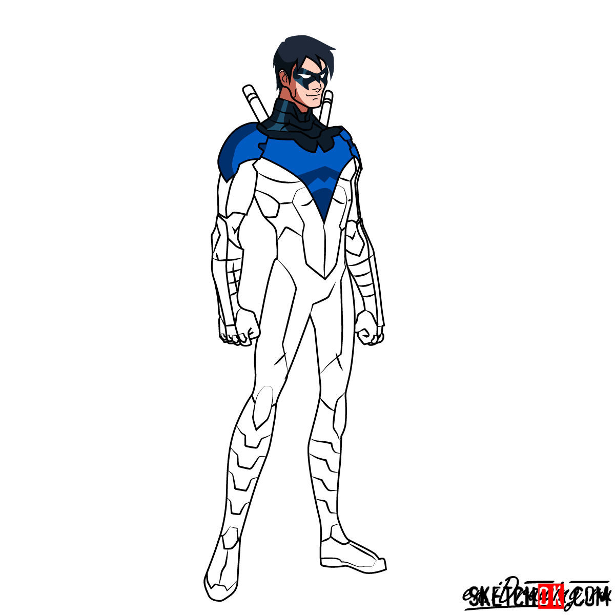 How to draw Nightwing Sketchok easy drawing guides