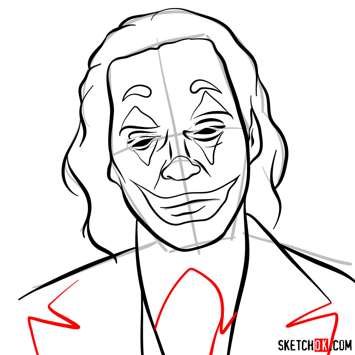 How to draw Joker by Joaquin Phoenix - step 10