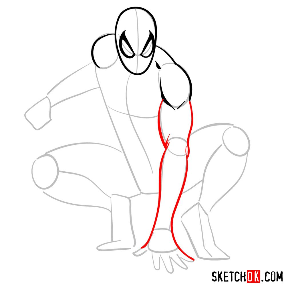 How to draw Spider-Man (Comic style) - step 05