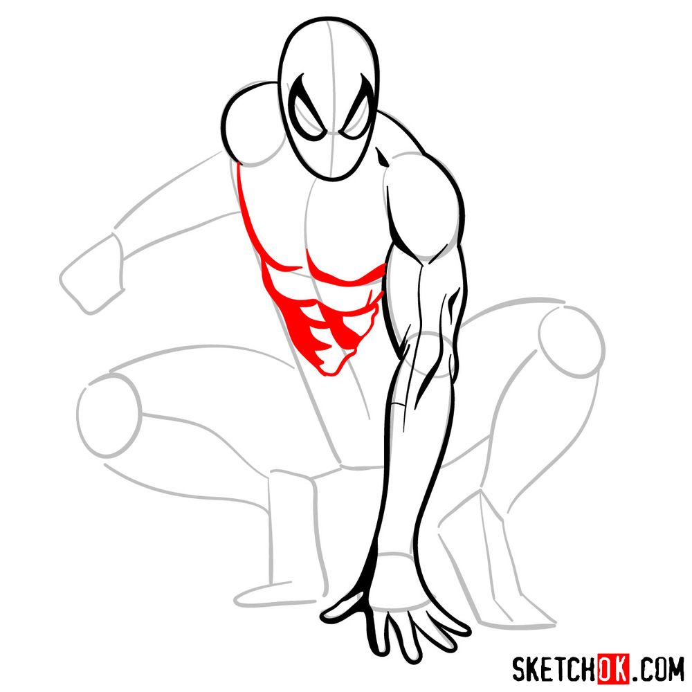How to draw Spider-Man (Comic style) - step 07
