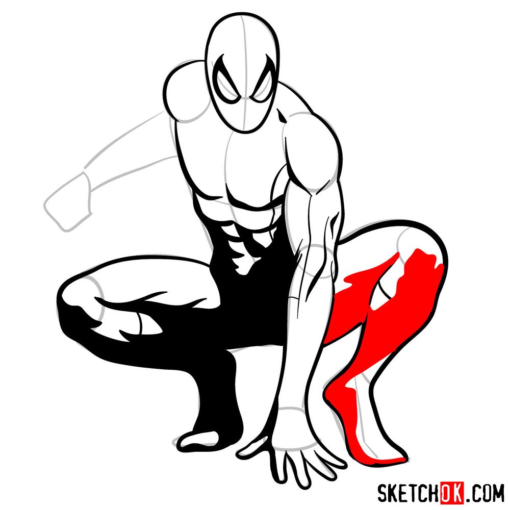How to draw Spider-Man (Comic style) - step 13