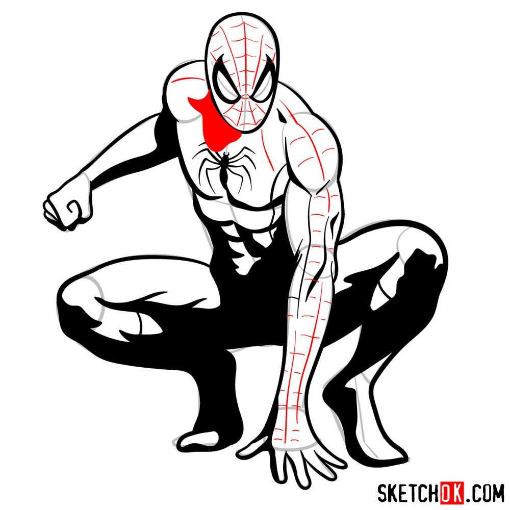 How to draw Spider-Man (Comic style) - step 17