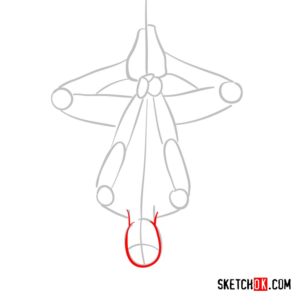 How to draw Spider-Man hanging on web - Sketchok easy drawing guides