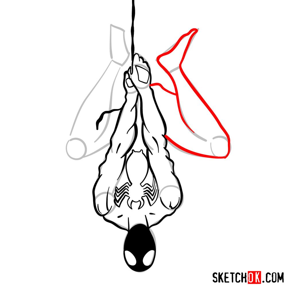 How to draw Symbiote Spider-Man - step 09
