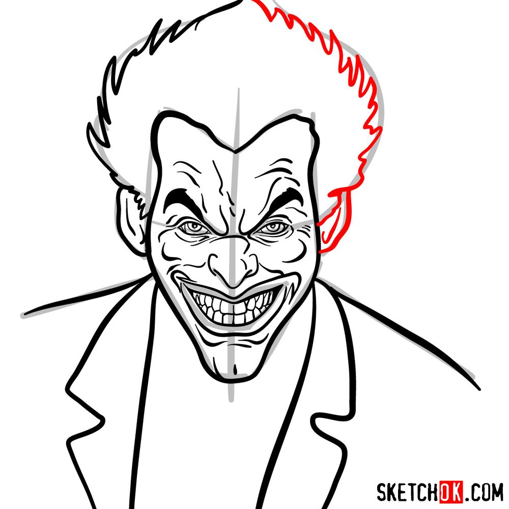 How to draw Joker's face - step 11