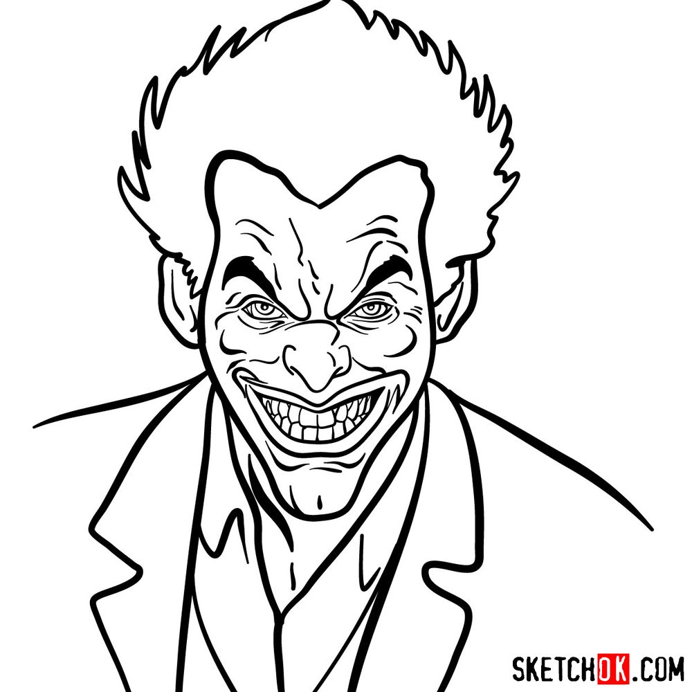How to draw Joker's face - step 13