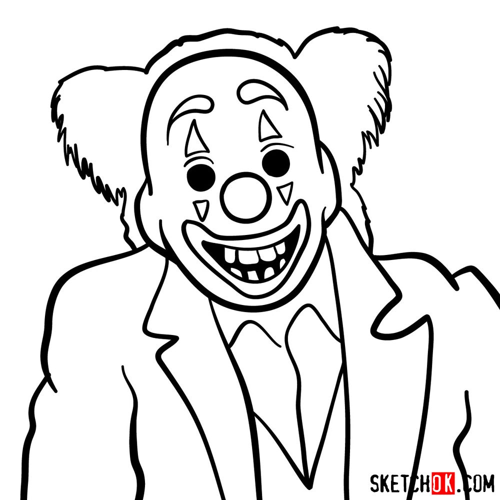 How to draw Joker Clown mask from Joker 2019 film - step 10
