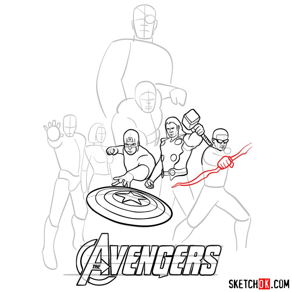 How to draw The Avengers (new) - step 15