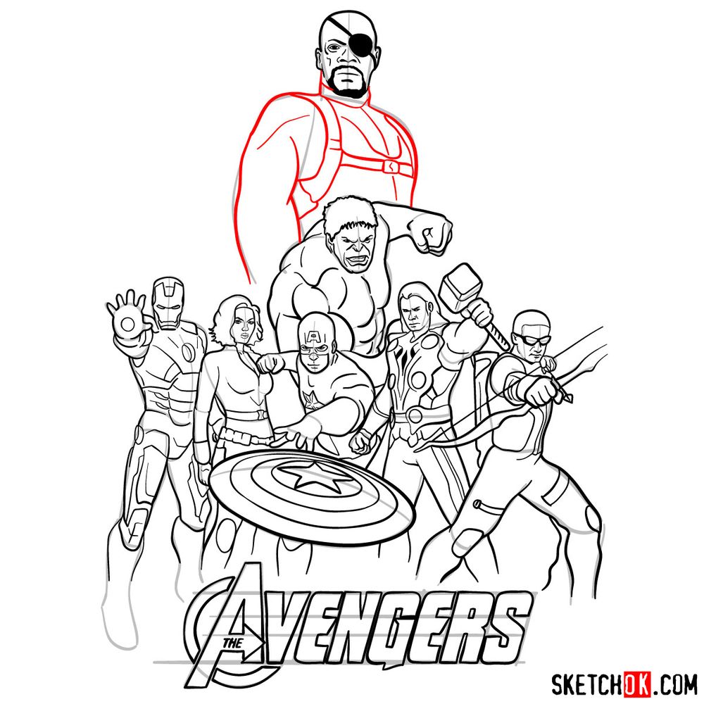 How to draw The Avengers (new) Sketchok easy drawing guides