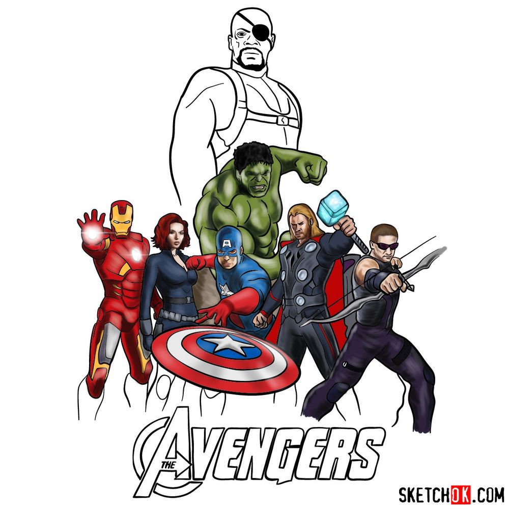 the avengers cartoon drawing