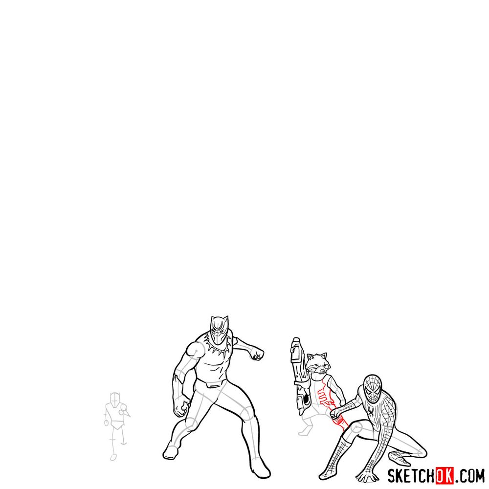 How to draw the Avengers (Infinity War) - step 21