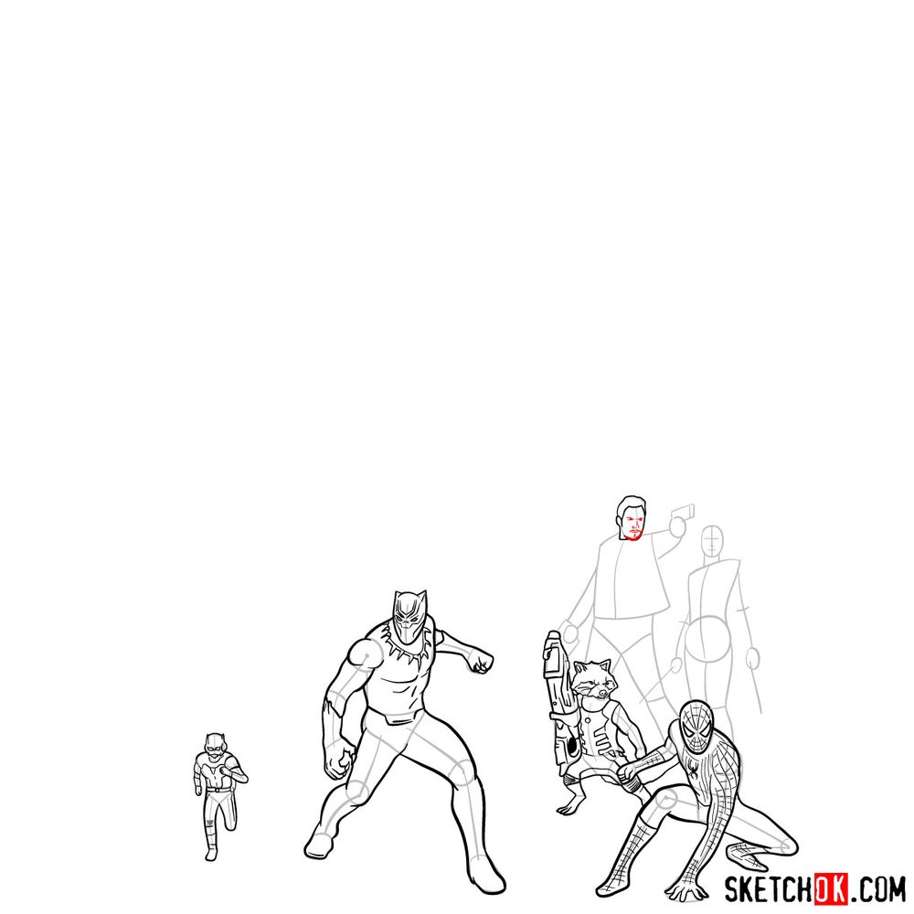 How to draw the Avengers (Infinity War) - step 03