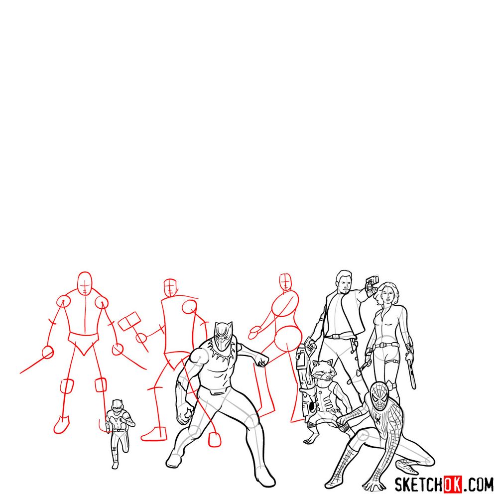 How to draw the Avengers (Infinity War) - step 16