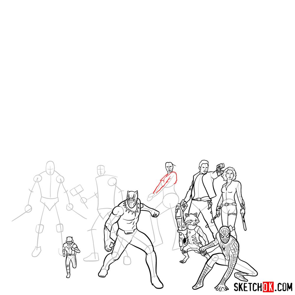 How to draw the Avengers (Infinity War) - step 19