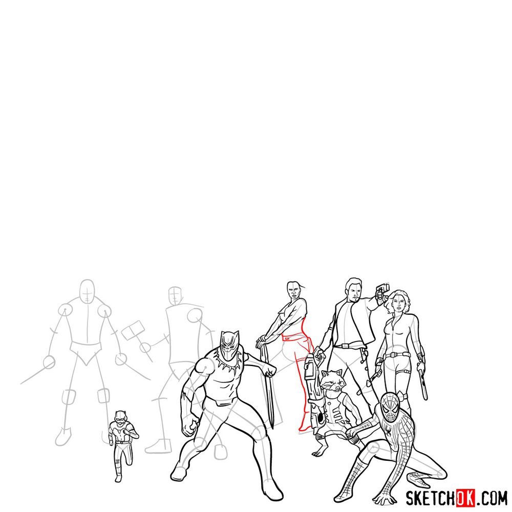 How to draw the Avengers (Infinity War) - step 22