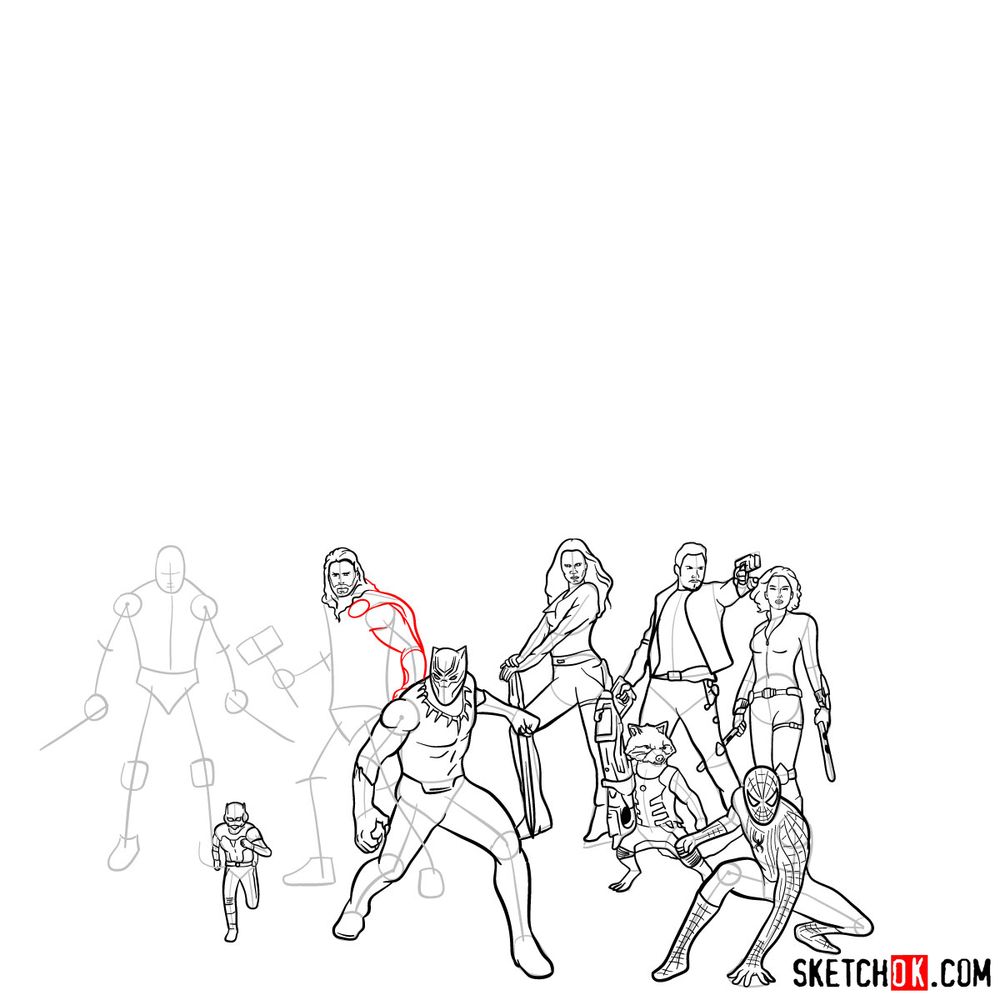 How to draw the Avengers (Infinity War) - step 27