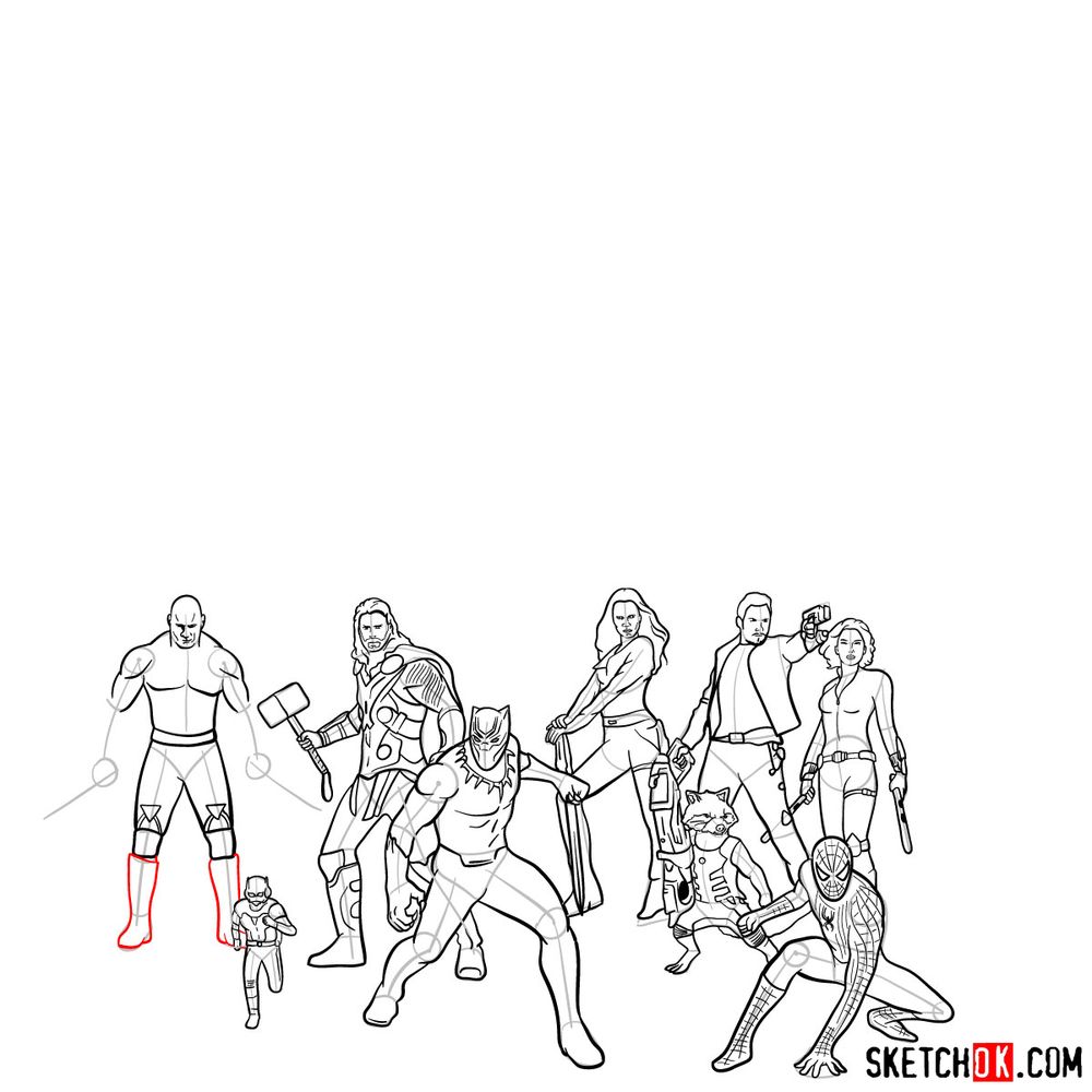 How to draw the Avengers (Infinity War) - step 06