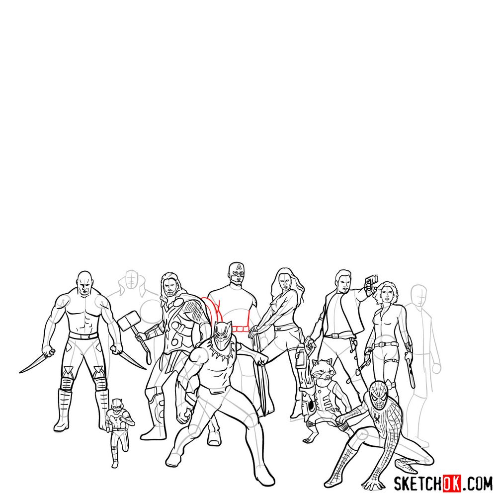 How to draw the Avengers (Infinity War) - step 13