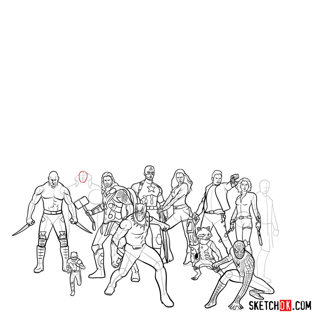 How to draw the Avengers (Infinity War) - step 17
