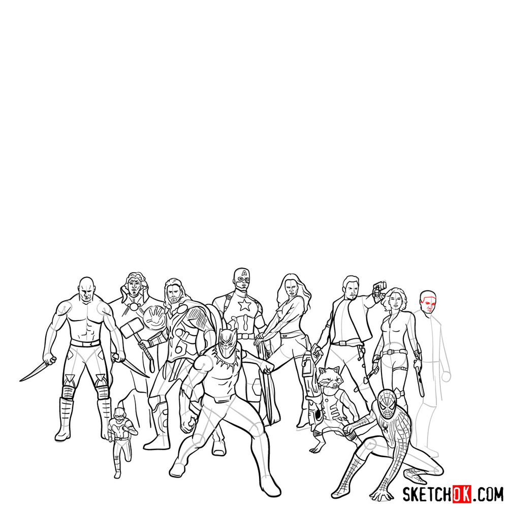 How to draw the Avengers (Infinity War) - step 24