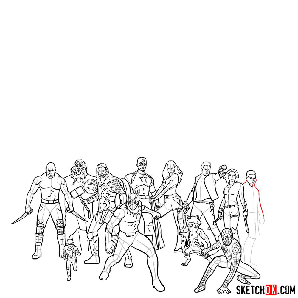 How to draw the Avengers (Infinity War) - step 25