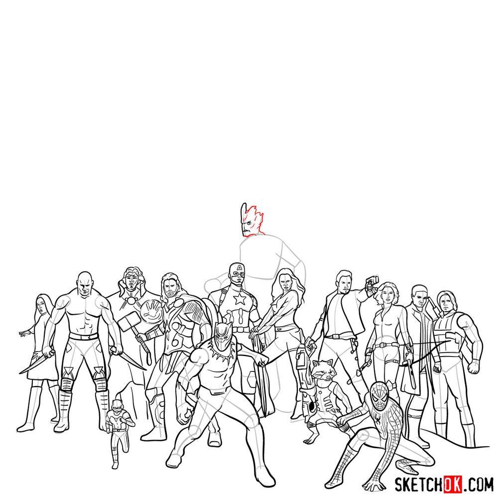 How to draw the Avengers (Infinity War) - step 15