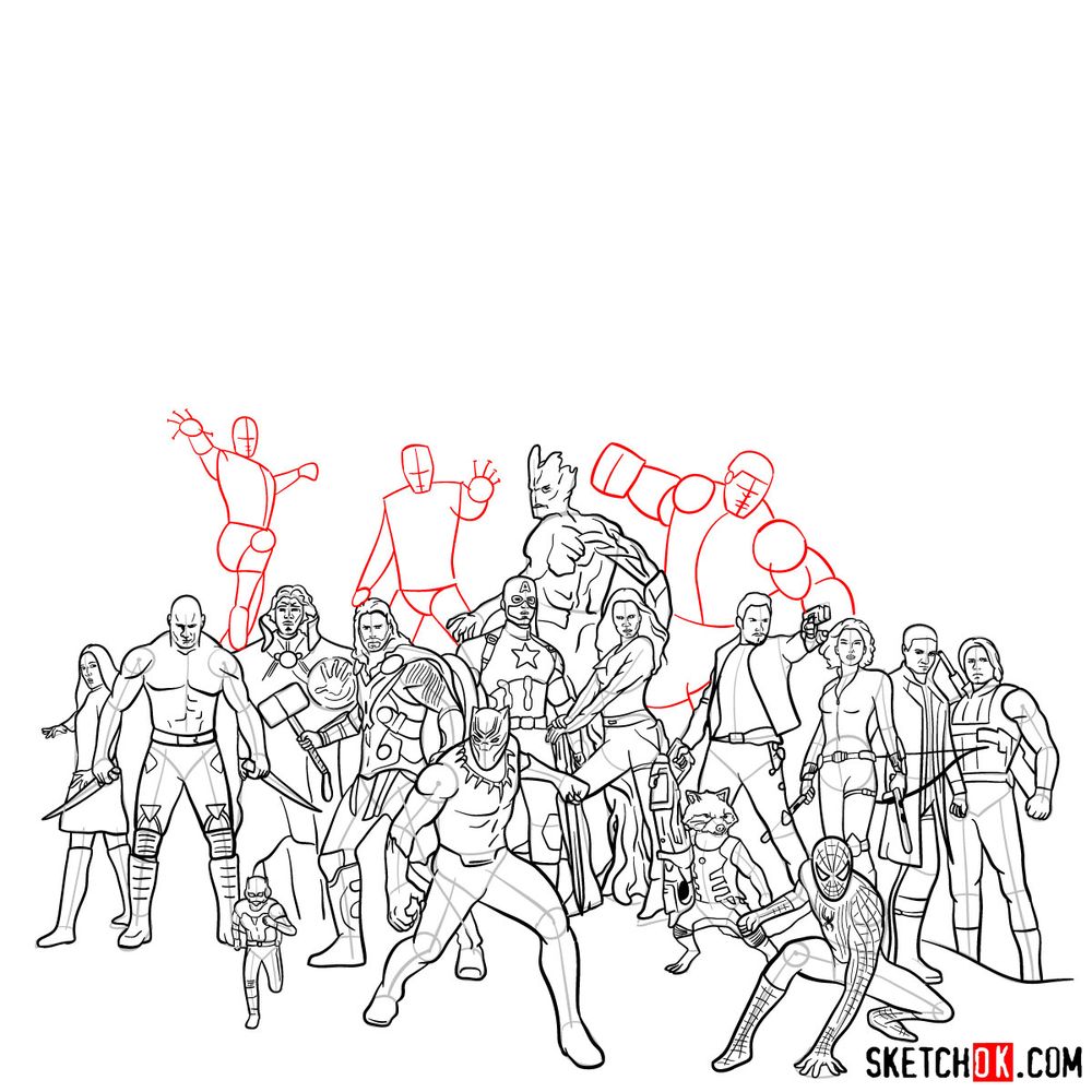 How to draw the Avengers (Infinity War) - step 01