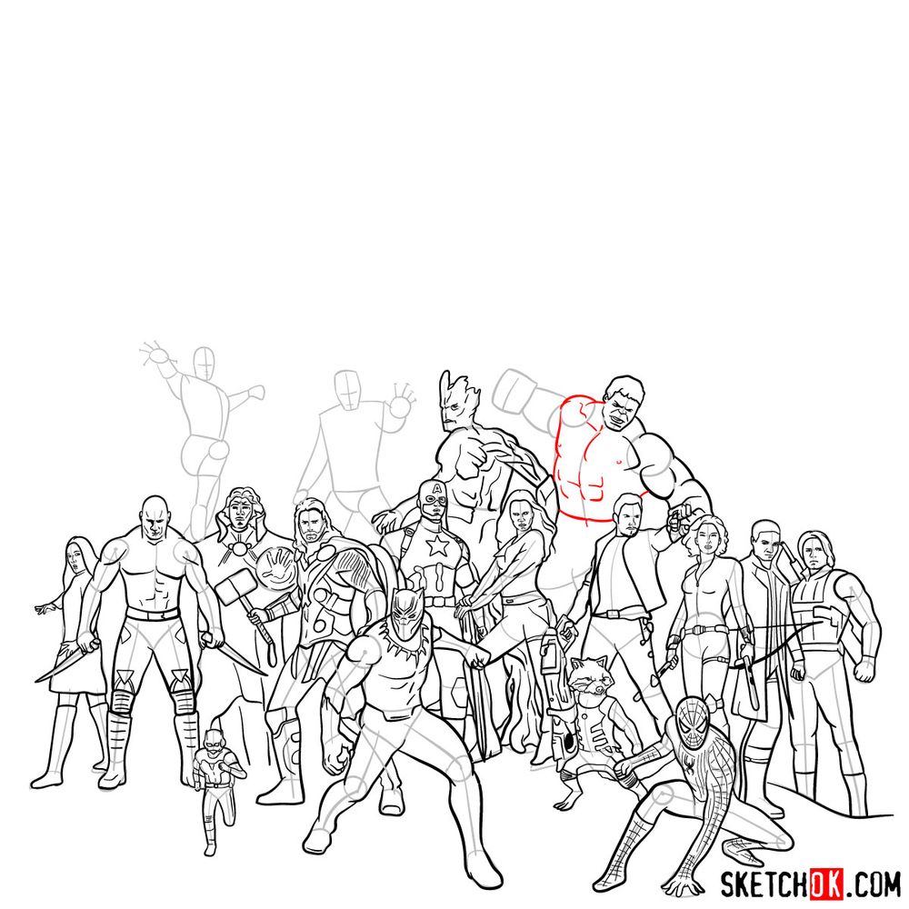 How to draw the Avengers (Infinity War) - step 05