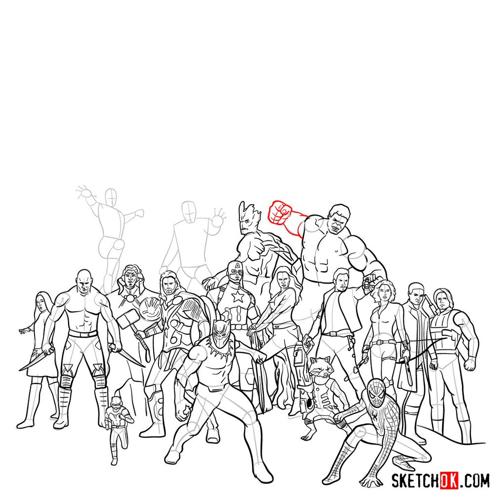 How to draw the Avengers (Infinity War) - step 06