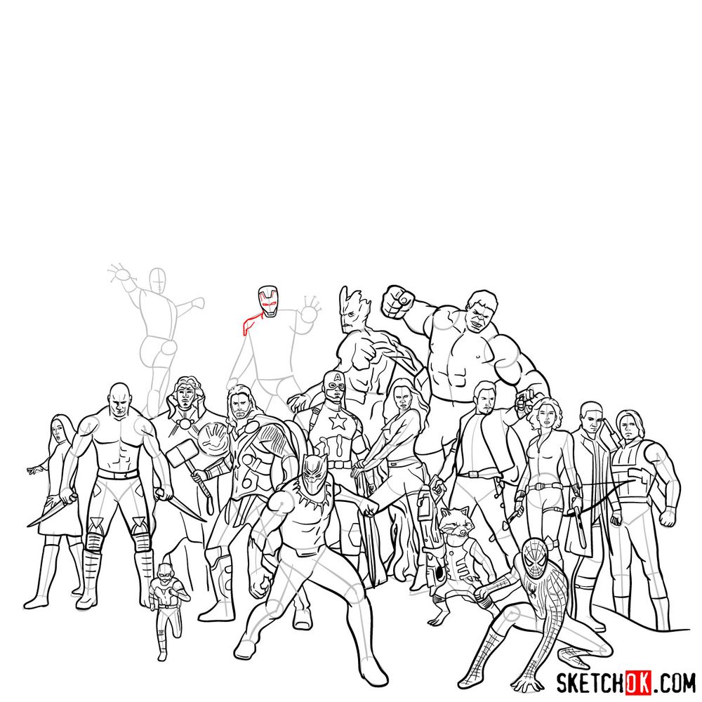 How to draw the Avengers (Infinity War) - step 09