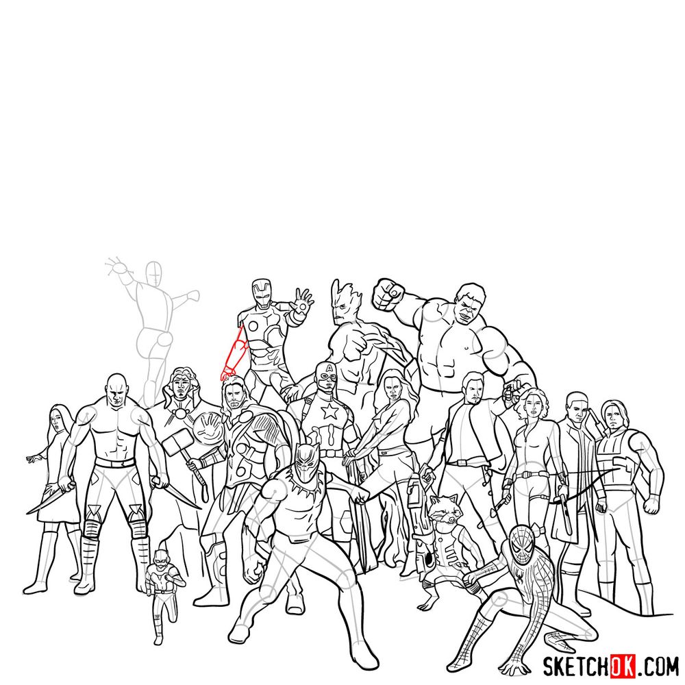How to draw the Avengers (Infinity War) - step 15
