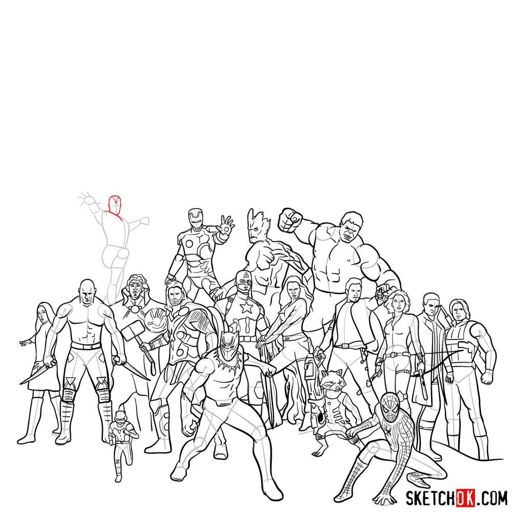 How to draw the Avengers (Infinity War) - step 16